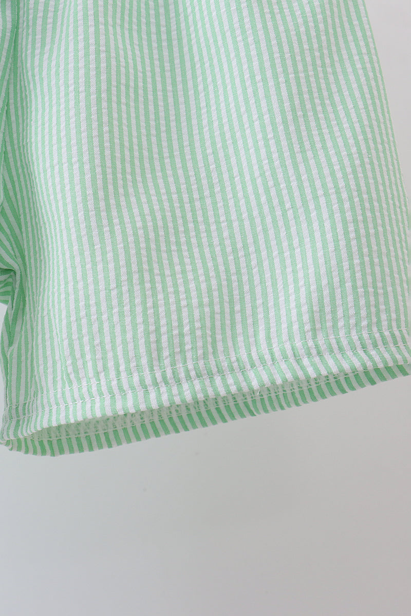 Blue watermelon truck seersucker shorts set