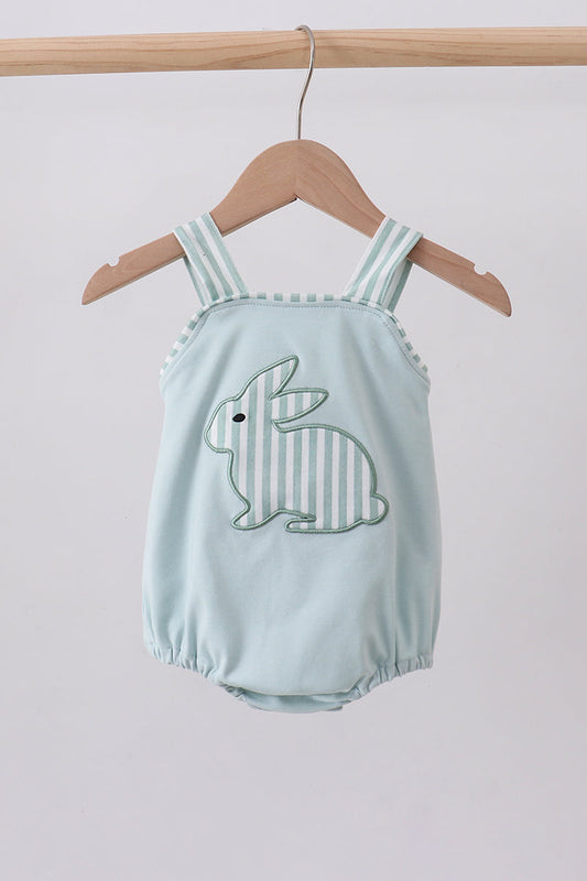 Blue stripe bunny applique bubble