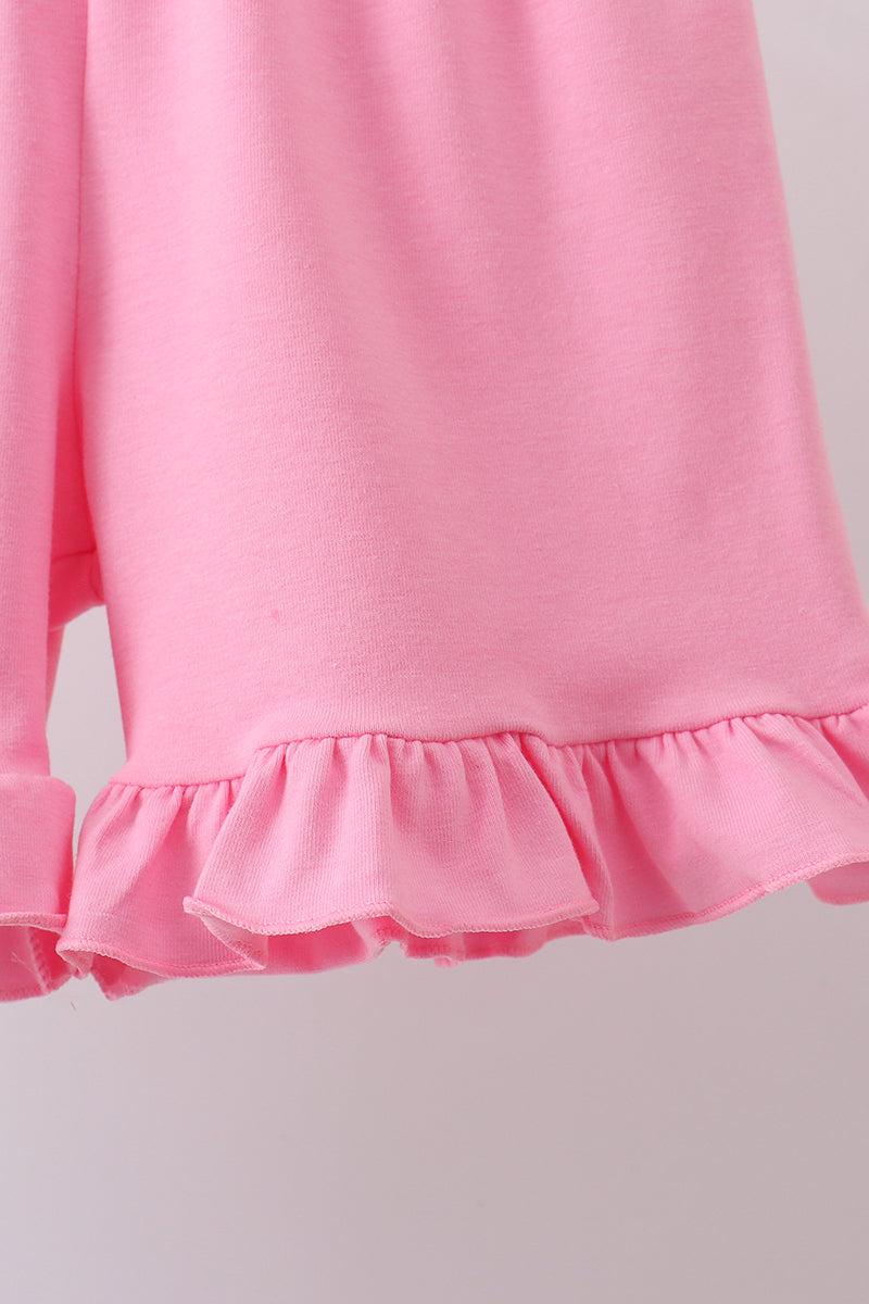 Blue sailboat applique ruffle shorts set