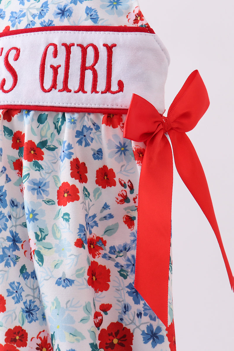 Red floral MAMA's Girl embroidery bubble