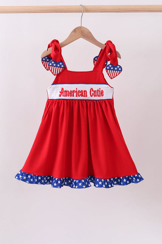 Red heart smocked dress