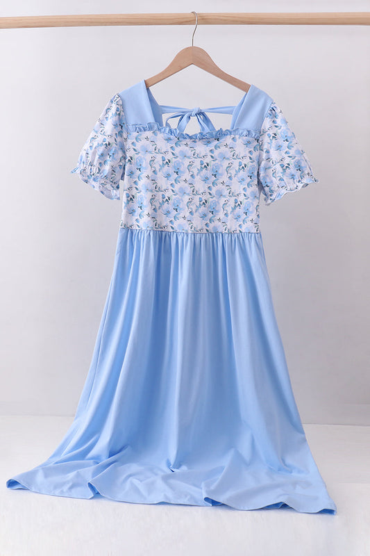 Blue floral ruffle dress